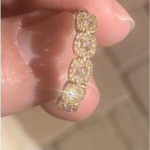 10K Gold 1/4Ct Round Diamond Halo Cluster Wedding Band Stacking Ring Size 7